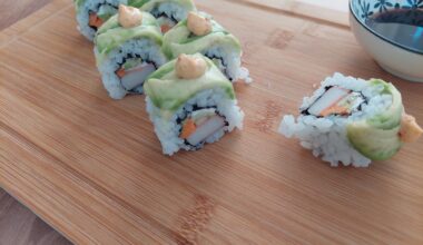 Tried making sushi for the first time, they fell apart when I tried to grab some but they were so delicious!