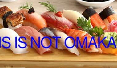 I'm rather miffed that sushi joints are lying and calling their moriawase platters "omakase" nowadays, just to capitalize on the trendiness of the word. That's not what omakase is. Omakase is serve-as-you-go, possibly lightly customized. It's not some preset sampler platter you get all at once.