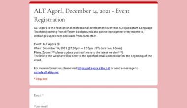 ALT Agorà 10 - December 14, 2021 - Monthly professional development event for ALTs and teachers working in schools!