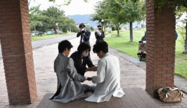 West Japan high school students pose for posters in wedding attire to raise LGBTQ awareness - The Mainichi