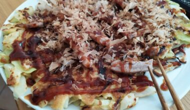 Humble attempt at homemade okonomiyaki