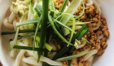 Chilled natto udon with fresh wasabi