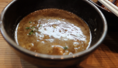 Thicccc tonkotsu-gyokai soup for tsukemen at Ginza Oborodzuki (Tokyo)