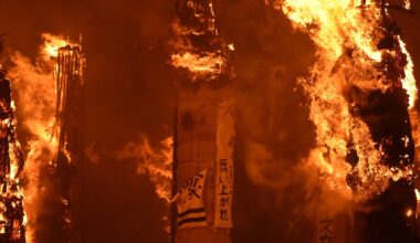 Burning Giant Torches in Sukagawa, Fukushima