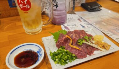 Raw horse meat (ばさし) at an izakaya in Nagano City