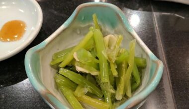 Boiled wasabi stems I had at a train station near Fuji.