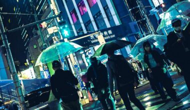 Shibuya neon rain cliché