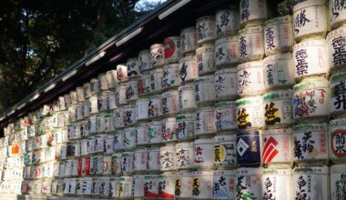 Sake barrels at Meiji Jingu