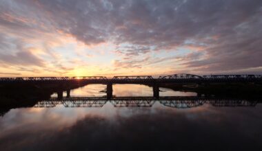 Sunset and railway bridge @ Sakata,Yamagata