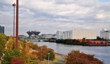 Autumn colors and Tokyo Big Sight in the distance