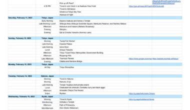 16 Day Itinerary Check for February