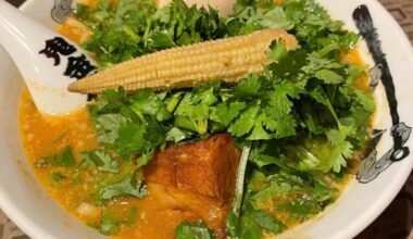 Ramen loaded with cilantro