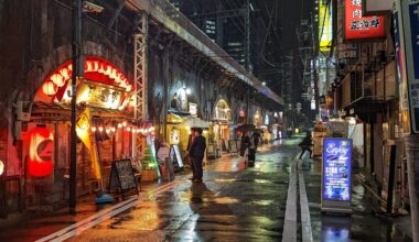 It was a rainy night tonight in Shiodome