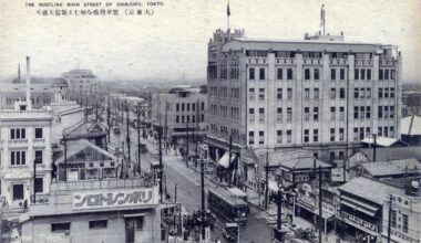 The bustling main street of Shinjuku, Tokyo, c. 1930