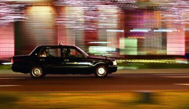 Taxi at night in Osaka