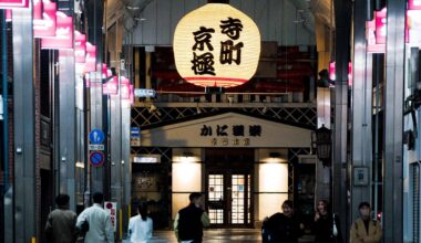 Teramachi-dori, Kyoto -- A young man propositions three girls passing by