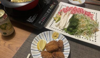 Iberico roast sudachi shabushabu and kaki fry