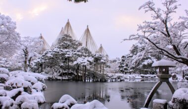 Fresh snow at Kenrokuen, four years ago today (Ishikawa-ken)