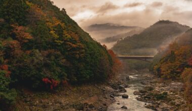 Arashiyama on a cold misty morning