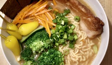 Homemade miso ramen with chashu and veggies (last night’s dinner)