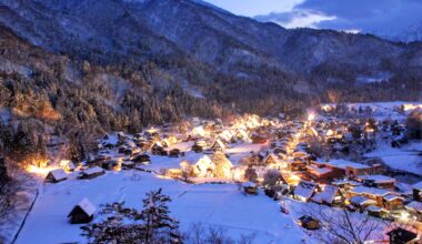 The winter light-up at Shirakawa-go, four years ago today (Gifu-ken)