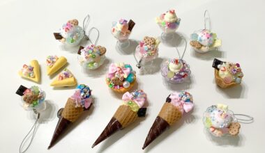 Food sample is Japanese unique culture. So, there are many people who are making such works. I also tried to make these works with my children. I have already given them to my son's teachers as a present.食品サンプルのようなアクセサリー作りも、日本では人気があります。