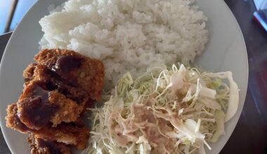 Homemade Katsu with Rice and Shredded Cabbage