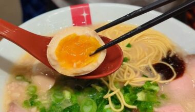 Perfect Ajitama egg in Tonkotsu Ramen (Ramen Nagi)