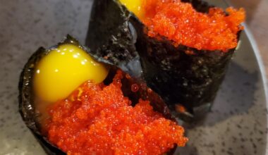 Quail egg and tobiko nigiri......or maybe roll.....well, it was on the nigiri side of the menu.