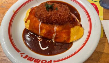 Omurice! With a crab croquette