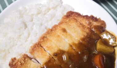 homemade spicy katsu curry and miso soup