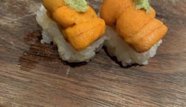 Uni nigiri from Uchi, ATX.