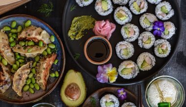 Prawn and avocado sushi