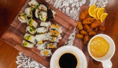 Our first time making sushi together, they look kinda shitty but the taste was good.