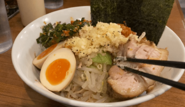 Digging into Jiro style mazesoba at Chururu (Tokyo)