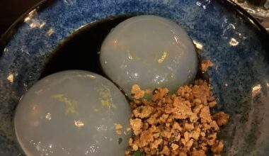 "Raindrop cake" I had last week with puffed buckwheat