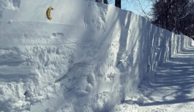 Accumulated snow depth outside my house (banana for scale)