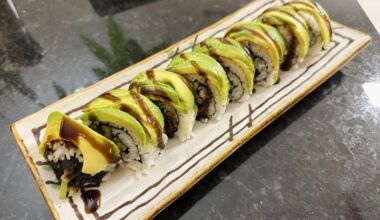 My homemade sushi game now has a Caterpillar roll on the menu!