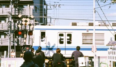 Waiting for the train to pass, Kameido, Tokyo