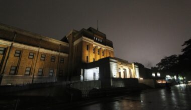 Tokyo Museum of Science and Nature on a rainy night