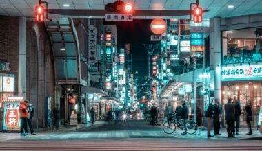 [OC] Hiroshima (Hondori) by night