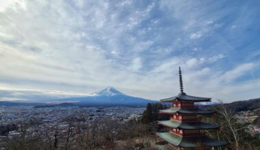 Chureito Pagoda and Mt Fuji. [OC]