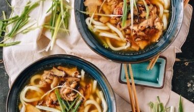 Udon Noodle Soup with Chicken & Mushrooms