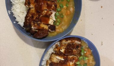 my golden curry and my bfs chicken katsu!!