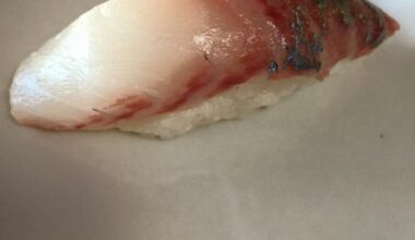 Horse mackerel (aji) nigiri sushi.