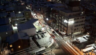 Winter view from Onsen (Hot Spring) Hotel in Takayama