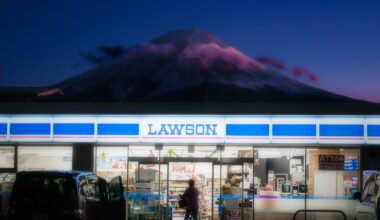 Mt. Fuji over a lawson convenience store