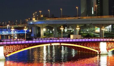 Bridges over Sumida river at dusk