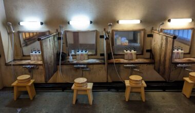 Shower / Bath Room in Traditional Japanese Hot Spring (Onsen) Resort