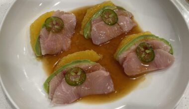 Hamachi appetizer - those thin slices of jalapeño packed more of a punch than I expected.